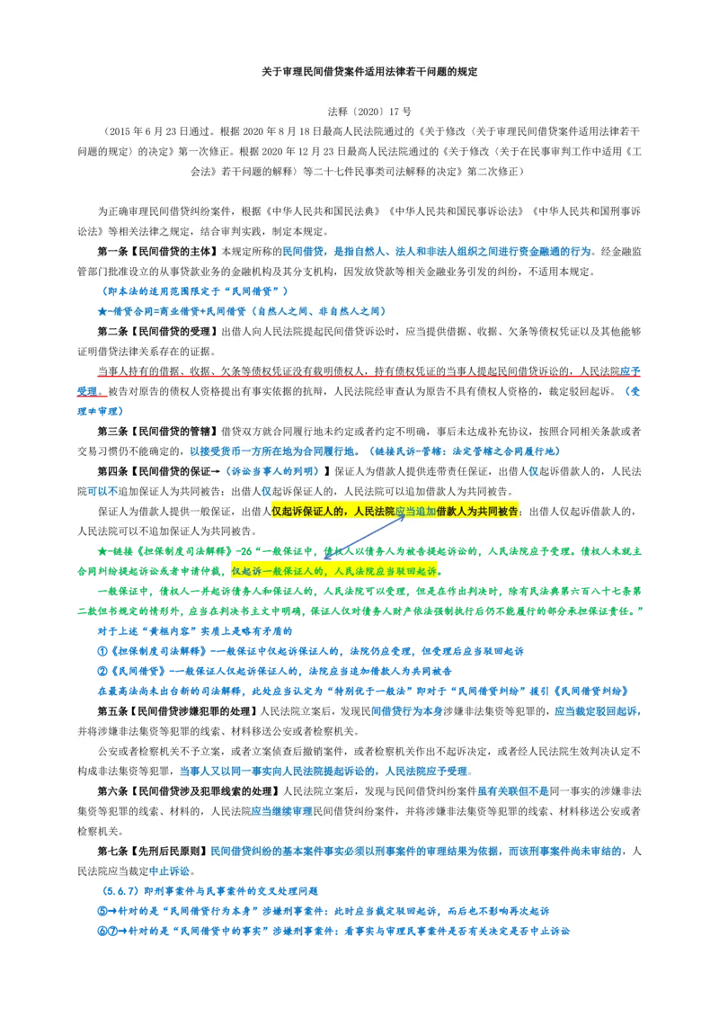 民间借贷_法考真题相关_法考重要法条笔记