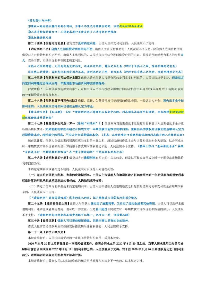 民间借贷_法考真题相关_法考重要法条笔记