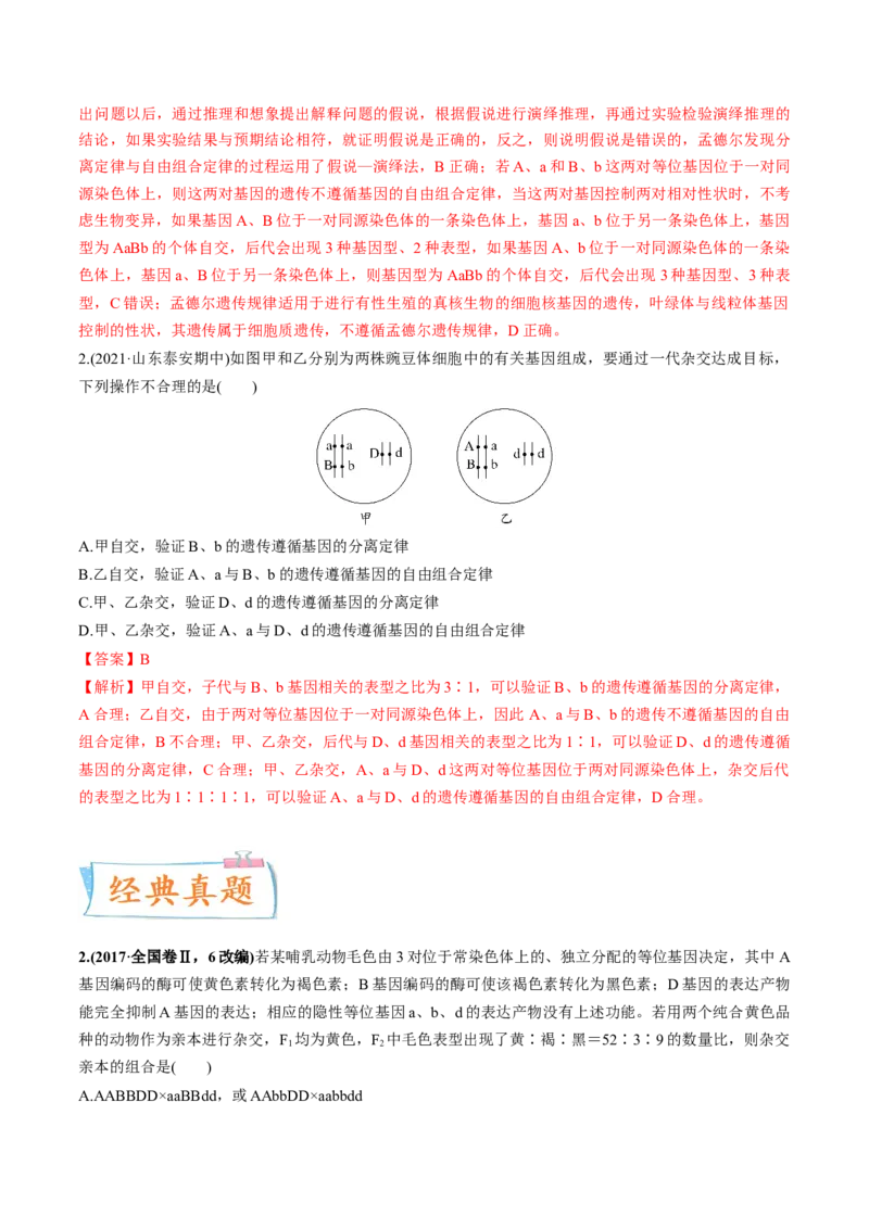 考向10基因的自由组合定律-备战2023年高考生物一轮复习考点微专题（全国通用）（解析版）_通用版（老高考）复习资料_2023年复习资料_一轮复习