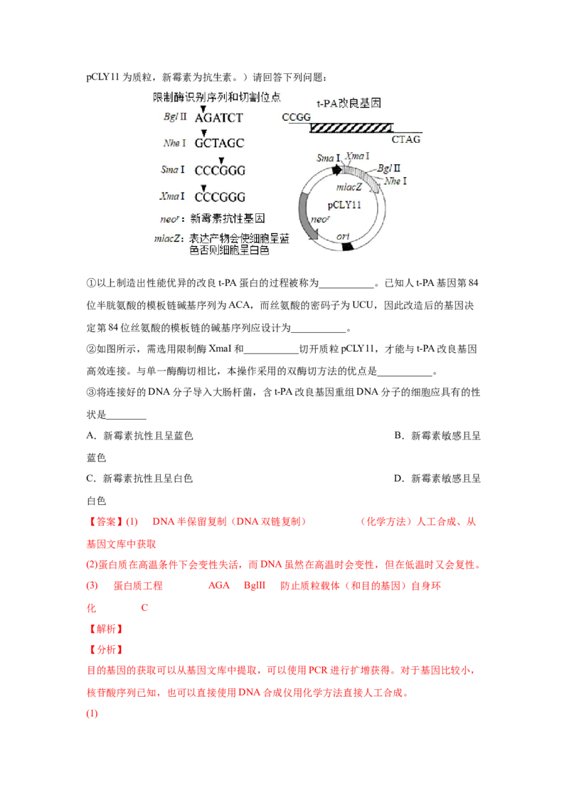 考向28基因工程及生物技术安全性与伦理问题-备战2023年高考生物一轮复习考点微专题（全国通用）（解析版）_通用版（老高考）复习资料_2023年复习资料_一轮复习