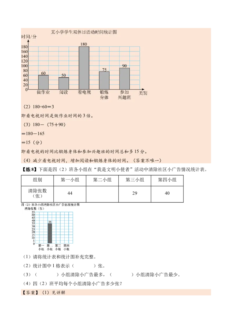 第四单元统计表与条形统计图（一）（知识清单）（解析版）(3)_三年级数学下册（苏教版）_单元知识复习专项-K49_2026版