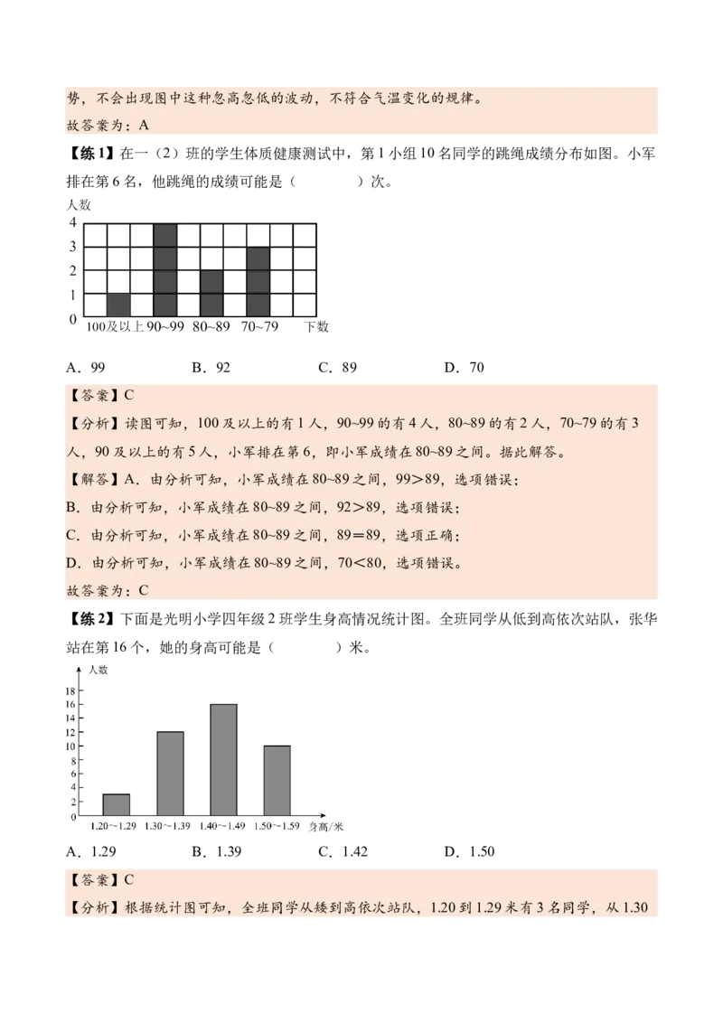 第四单元统计表与条形统计图（一）（知识清单）（解析版）(3)_三年级数学下册（苏教版）_单元知识复习专项-K49_2026版