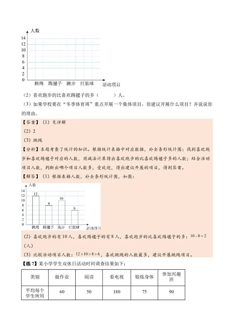 第四单元统计表与条形统计图（一）（知识清单）（解析版）(3)_三年级数学下册（苏教版）_单元知识复习专项-K49_2026版