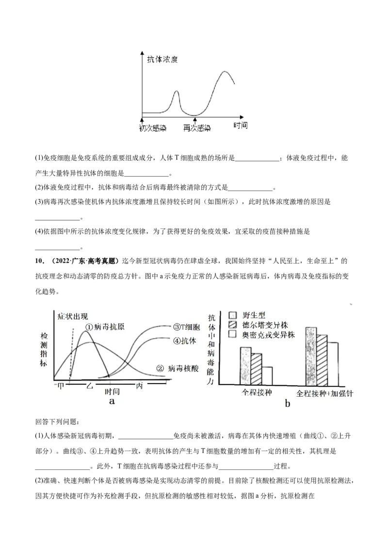 考向19免疫调节-备战2023年高考生物一轮复习考点微专题（全国通用）（原卷版）_通用版（老高考）复习资料_2023年复习资料_一轮复习_备战2023年高考生物一轮复习考点微专题（全国通用）