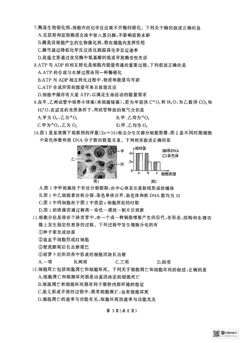 扫描全能王2026-01-2008.21(1)_2026年01月高一试卷_260128山东省济南市名校联考2025-2026学年高一上学期1月月考（全）_山东省济南市名校联考2025-2026学年高一上学期1月月考生物试题