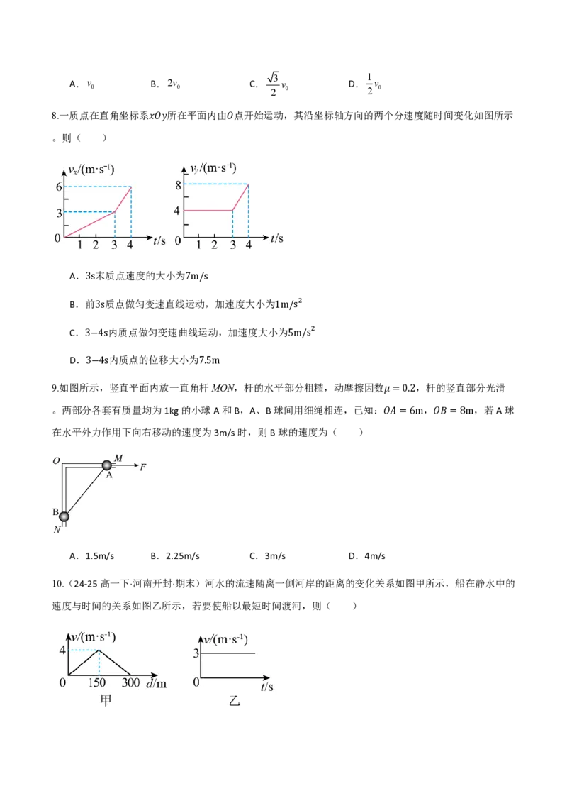 2.运动的合成与分解（举一反三讲义）（原卷版）_2026高考物理_222026版物理《高考一轮复习举一反三》全国版_2026《高中物理&bull;举一反三系列》必修二(RJ)_第五章抛体运动
