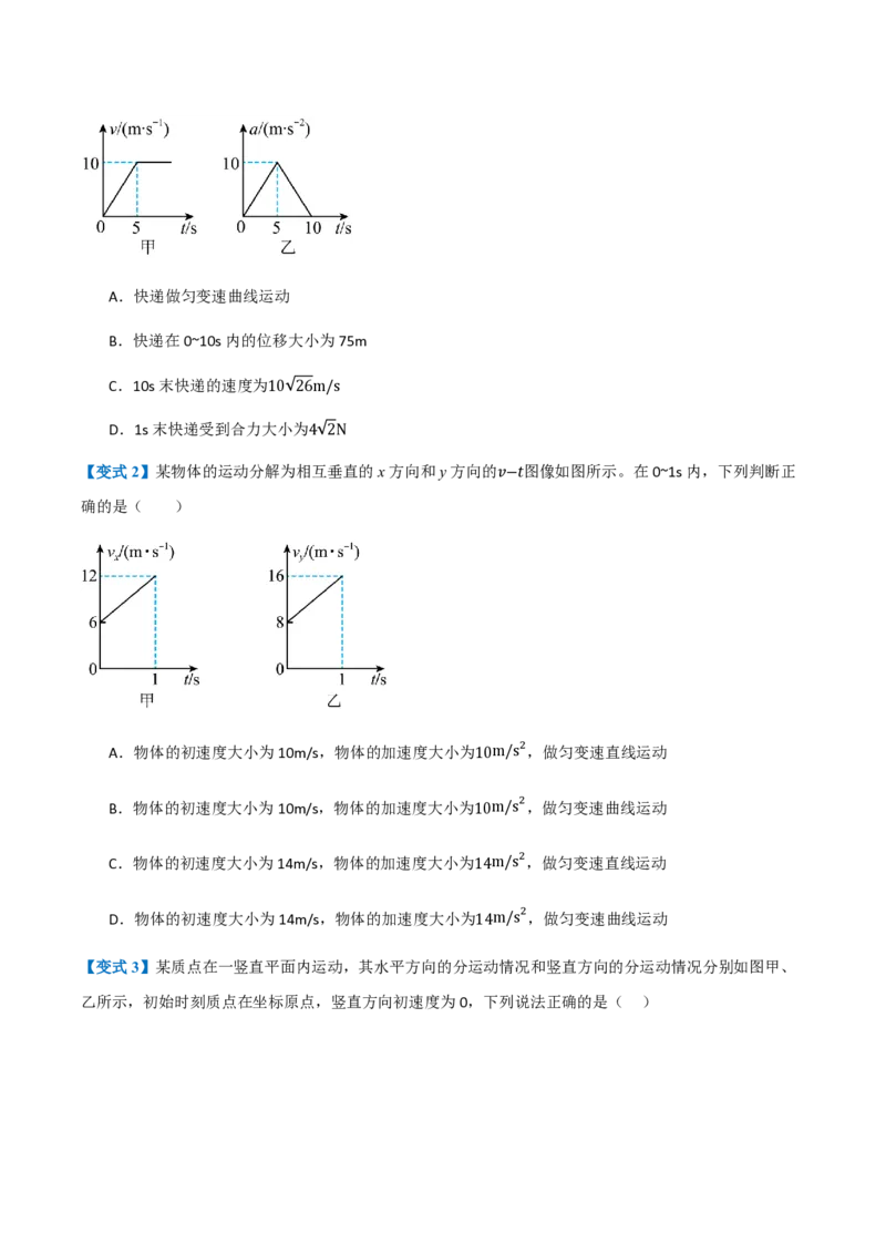 2.运动的合成与分解（举一反三讲义）（原卷版）_2026高考物理_222026版物理《高考一轮复习举一反三》全国版_2026《高中物理&bull;举一反三系列》必修二(RJ)_第五章抛体运动
