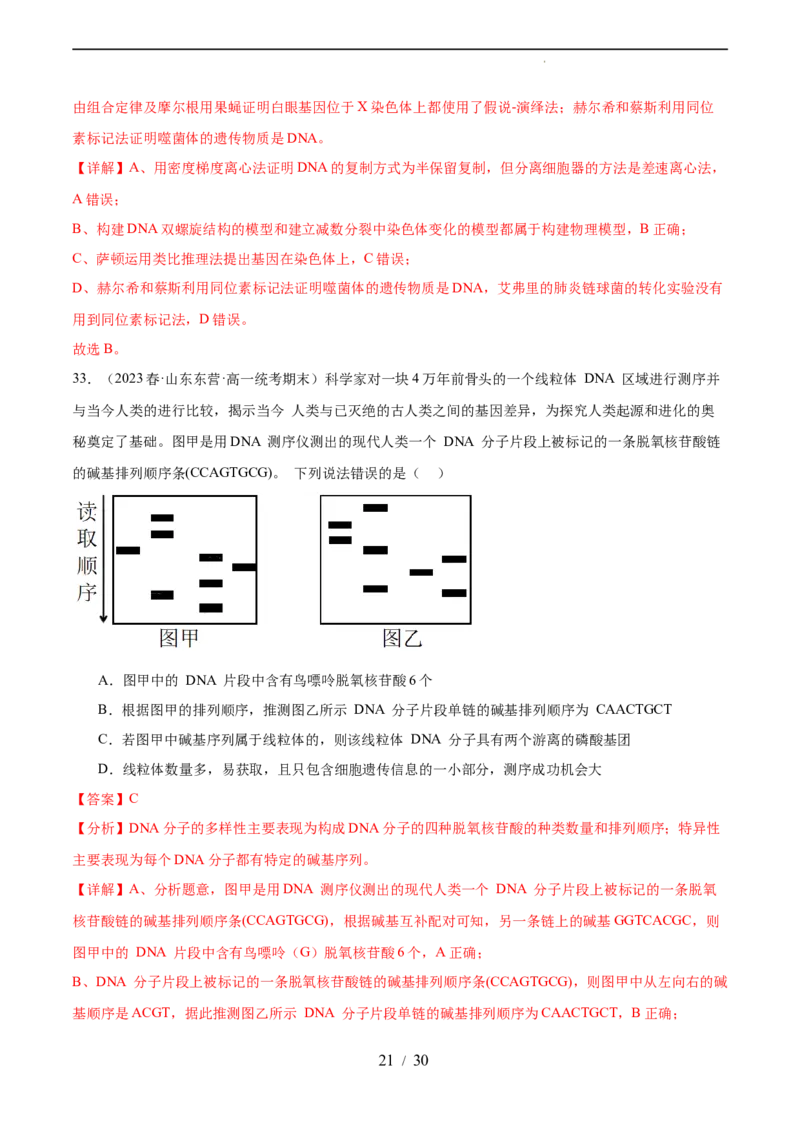 第六单元遗传的物质基础（测试）（解析版）_新高考复习资料_2024年新高考复习资料_一轮复习资料_完2024年高考生物一轮复习讲练测(课件+讲义+练习)（新高考）_单元测试