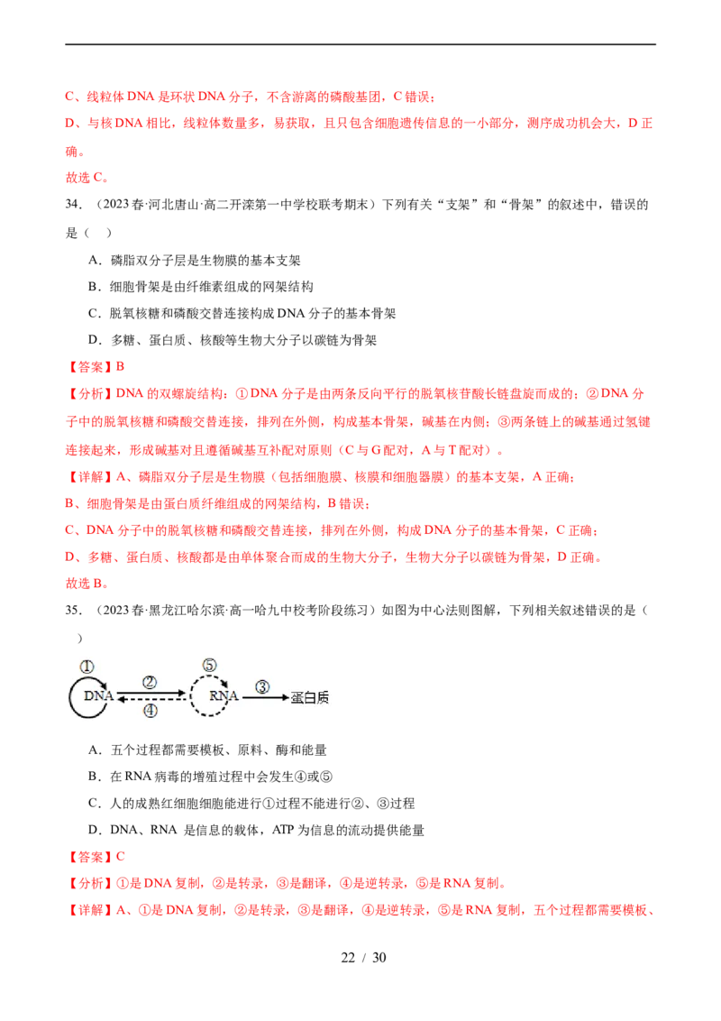 第六单元遗传的物质基础（测试）（解析版）_新高考复习资料_2024年新高考复习资料_一轮复习资料_完2024年高考生物一轮复习讲练测(课件+讲义+练习)（新高考）_单元测试