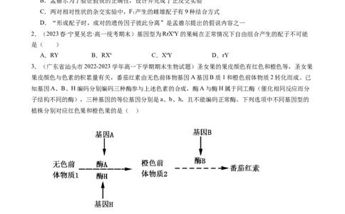 第17.2讲基因的自由组合定律相关题型（练习）（原卷版）_新高考复习资料_2024年新高考复习资料_一轮复习资料_完2024年高考生物一轮复习讲练测(课件+讲义+练习)（新高考）_讲义+练习