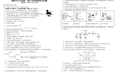 四川省树德中学2025-2026学年高一下学期4月阶段性测试化学PDF版含答案（可编辑）_2026年04月高一试卷_260421四川省树德中学2025-2026学年高一下学期4月阶段性测试