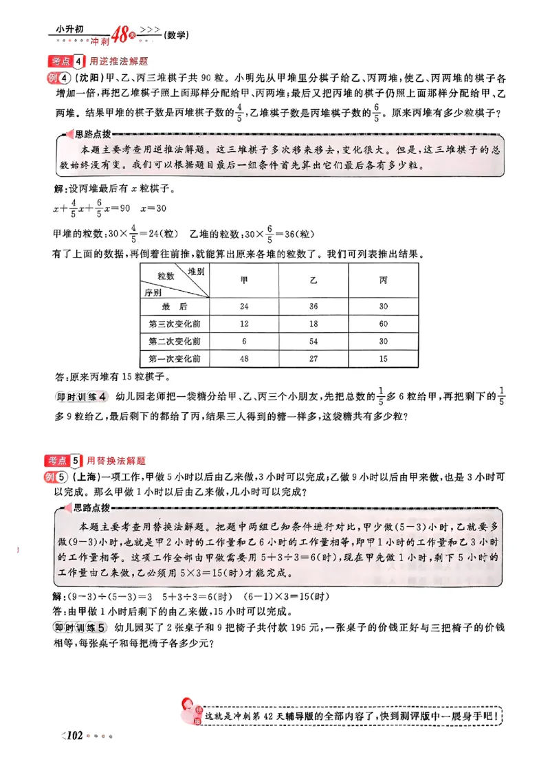 小升初数学《阳光同学冲刺48天》辅导版_小升初冲刺48天（语数英）_小升初数学《阳光同学冲刺48天》