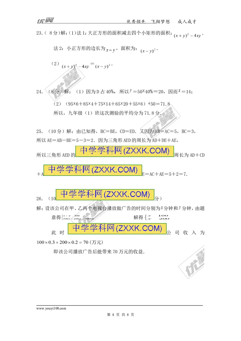 2015-2016学年湖南省湘潭市七年级下学期期末考试数学试题_湘教版初中数学课件_数学湘教版7下教案PPT课件配套资料_数学湘教版7下&mdash;6.各阶段精品试题_期中、月考、期末、中考真卷