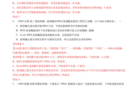 第43讲基因工程（练习）（解析版）_新高考复习资料_2024年新高考复习资料_一轮复习资料_完2024年高考生物一轮复习讲练测(课件+讲义+练习)（新高考）_讲义+练习