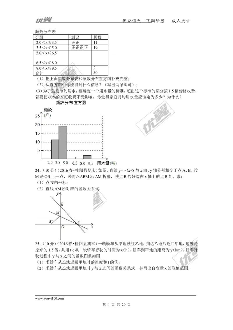 2015-2016学年湖南省郴州市桂阳县八年级（下）期末数学试卷_湘教版初中数学课件_数学湘教版8下教案PPT课件配套资料_数学湘教版初中8年级下册习题试题_期中、月考、期末、中考真卷