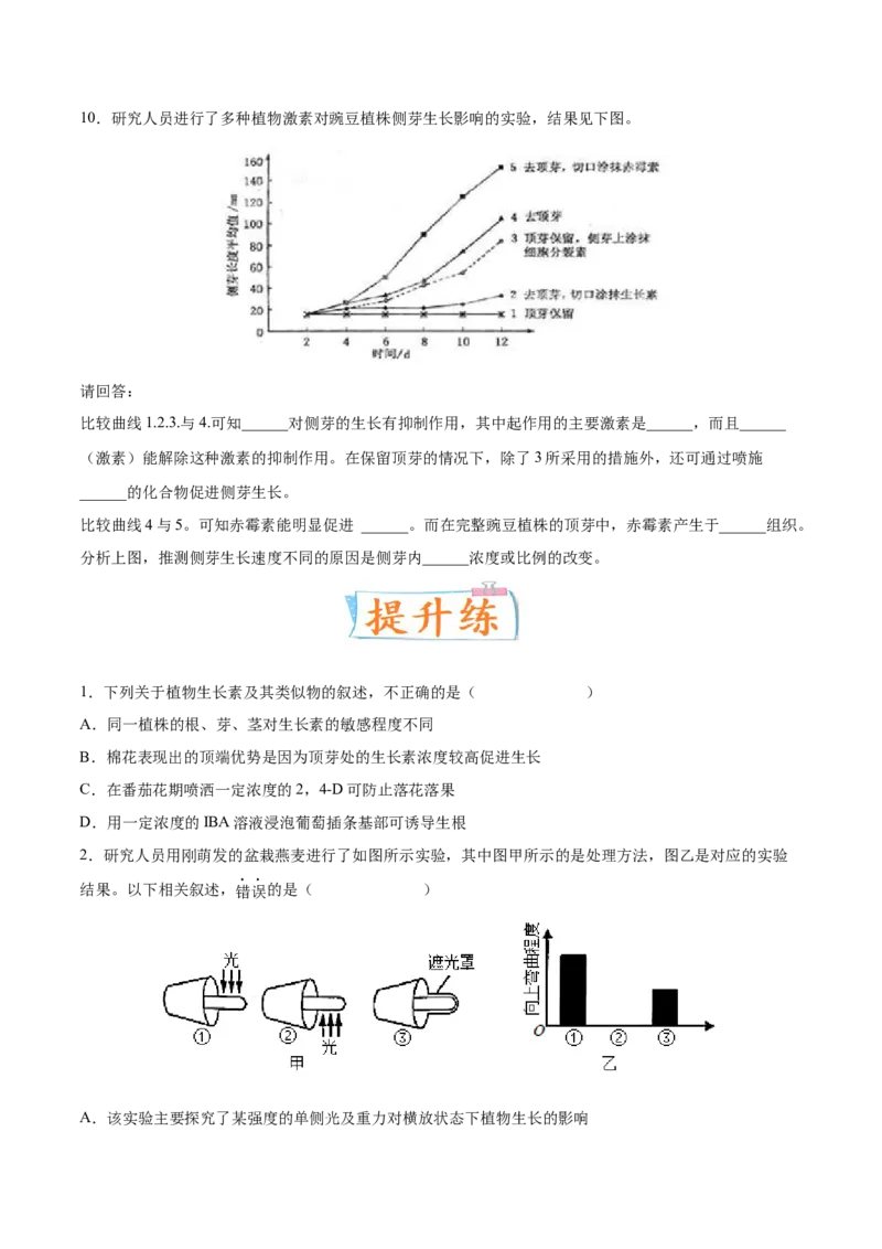 考向20植物生命活动的调节-备战2023年高考生物一轮复习考点微专题（全国通用）（原卷版）(1)_通用版（老高考）复习资料_2023年复习资料_一轮复习