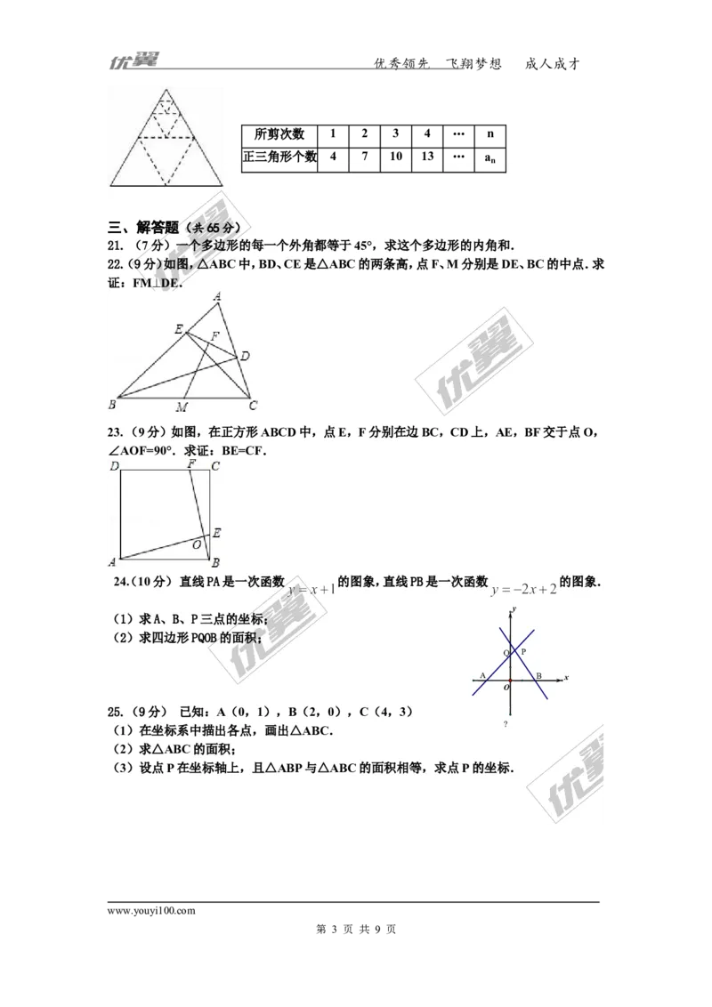 2015-2016学年湖南省永州市祁阳县期末教学质量检测八年级数学试卷(1)_湘教版初中数学课件_数学湘教版8下教案PPT课件配套资料_数学湘教版初中8年级下册习题试题_期中、期末真卷