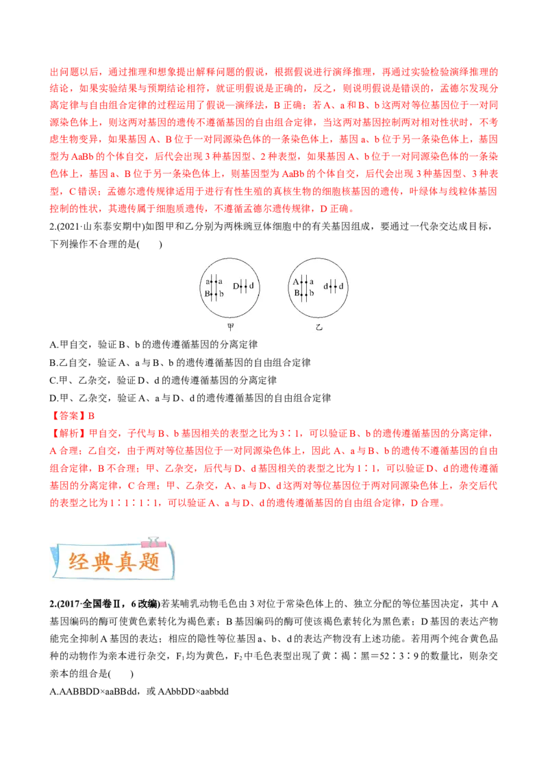 考向10基因的自由组合定律-备战2023年高考生物一轮复习考点微专题（全国通用）（解析版）(1)_通用版（老高考）复习资料_2023年复习资料_一轮复习