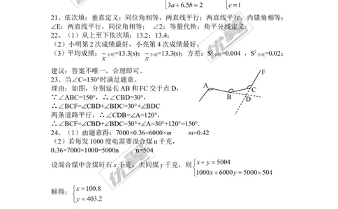 2015-2016学年湖南省邵阳市邵阳县七年级数学下第四次月考卷含答案_湘教版初中数学课件_数学湘教版7下教案PPT课件配套资料_数学湘教版7下&mdash;6.各阶段精品试题_期中、月考、期末、中考真卷
