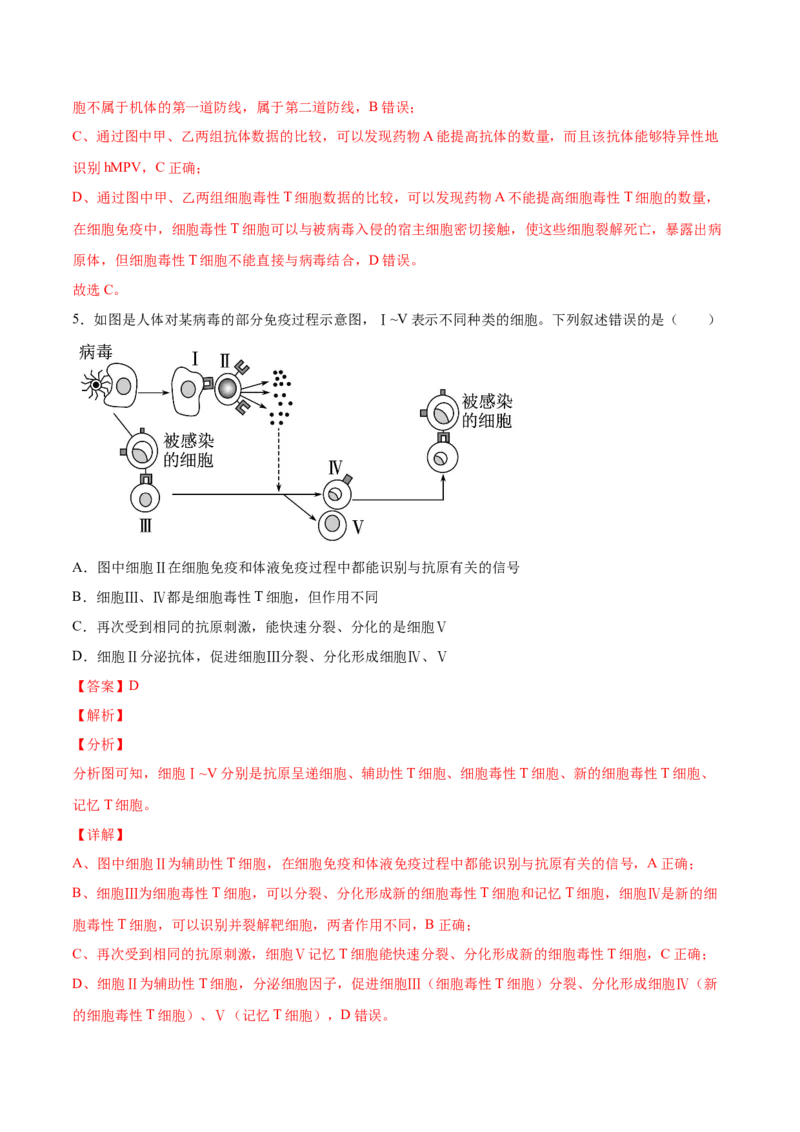 考向19免疫调节-备战2023年高考生物一轮复习考点微专题（全国通用）（解析版）_通用版（老高考）复习资料_2023年复习资料_一轮复习_备战2023年高考生物一轮复习考点微专题（全国通用）