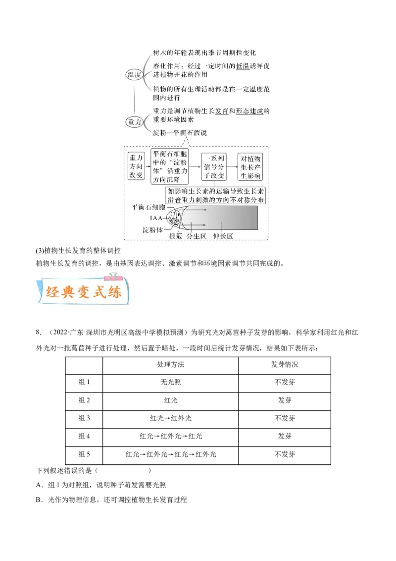 考向20植物生命活动的调节-备战2023年高考生物一轮复习考点微专题（全国通用）（原卷版）_通用版（老高考）复习资料_2023年复习资料_一轮复习
