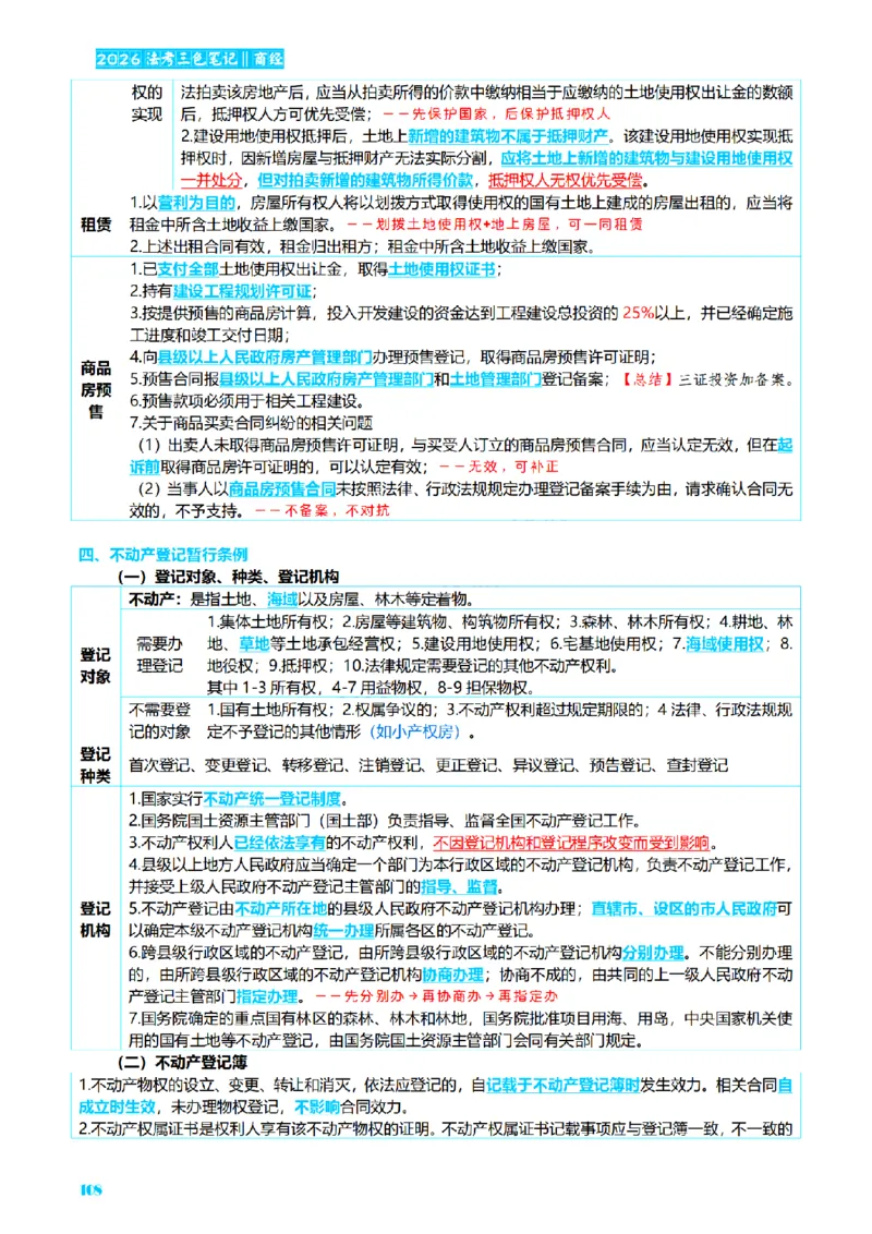 ⒍2026详细版三色笔记-商经-151页_26法考-三色笔记-最新版