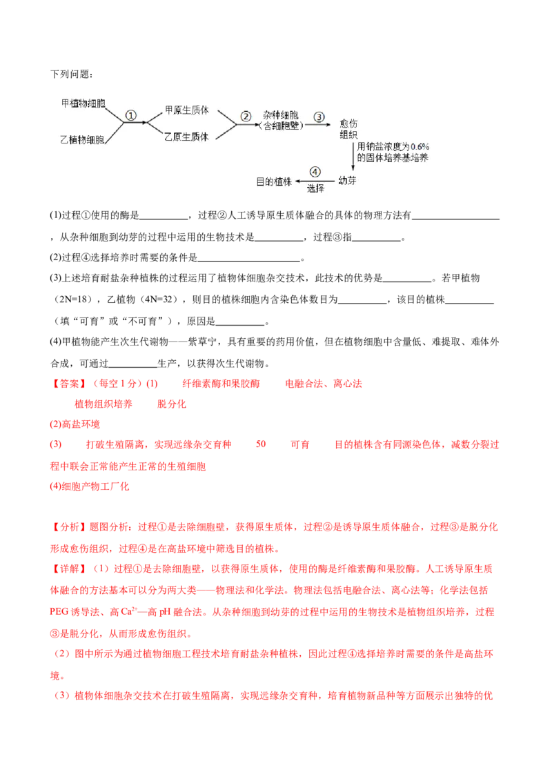 第十单元生物技术与工程（测试）（解析版）_新高考复习资料_2024年新高考复习资料_一轮复习资料_完2024年高考生物一轮复习讲练测(课件+讲义+练习)（新高考）_单元测试