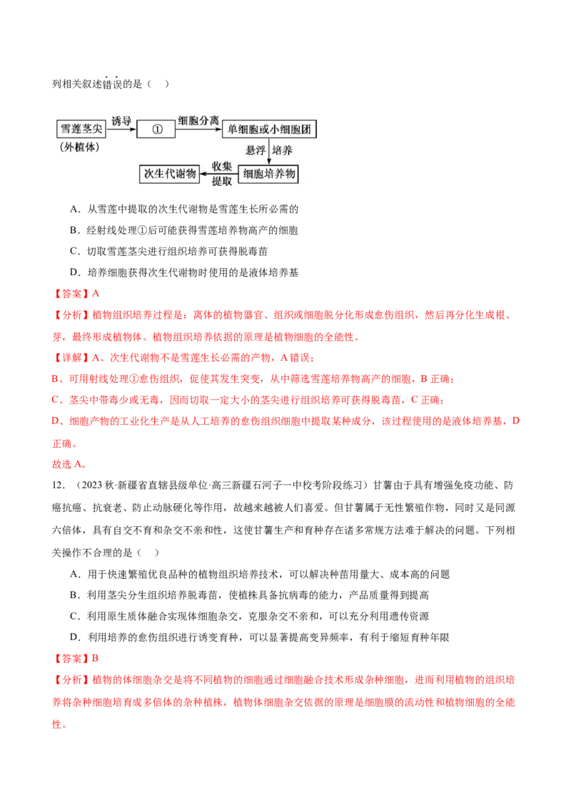 第十单元生物技术与工程（测试）（解析版）_新高考复习资料_2024年新高考复习资料_一轮复习资料_完2024年高考生物一轮复习讲练测(课件+讲义+练习)（新高考）_单元测试