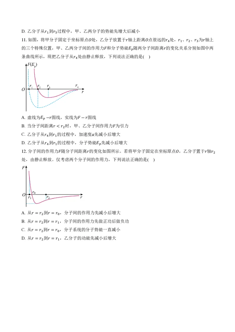 1.4分子动能和分子势能（举一反三讲义）（原卷版）_2026高考物理_222026版物理《高考一轮复习举一反三》全国版_2026《高中物理&bull;举一反三系列》选修三(RJ)_第一章分子动理论
