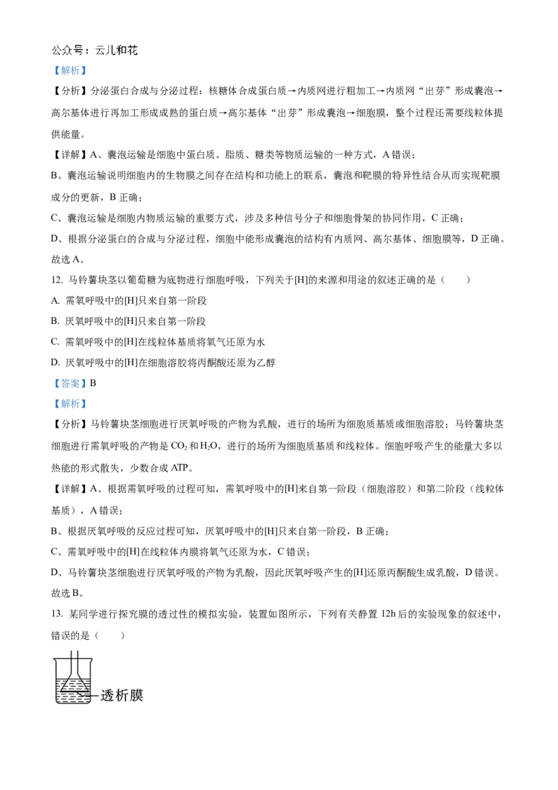 浙江省金砖联盟2024-2025学年高一上学期期中联考生物试卷Word版含解析_2024年11月试卷_1113浙江省金砖联盟2024-2025学年高一上学期期中联考