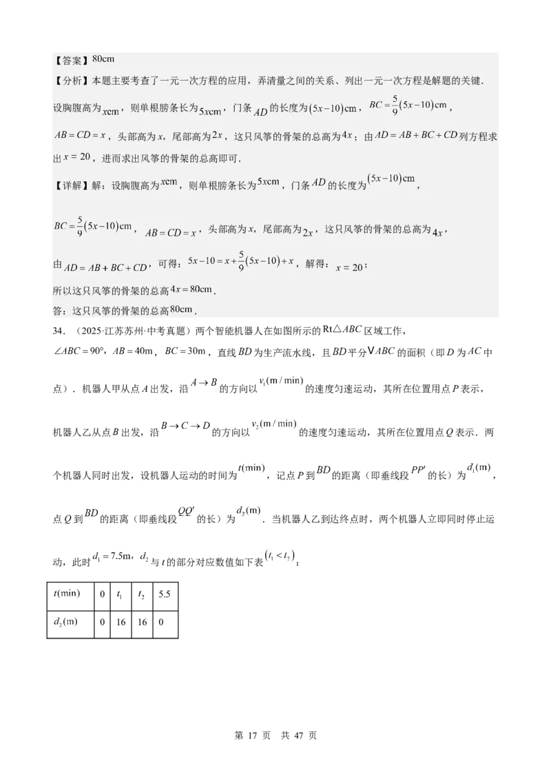 第5讲一次方程（组）（教师版）_2026中考数学一轮复习讲义