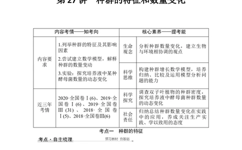 第27讲种群的特征和数量变化_通用版（老高考）复习资料_2023年复习资料_一轮复习_2023年高考生物一轮复习讲义+课件（全国版）_2023年高考生物一轮复习讲义（全国版）_赠补充习题