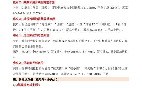 第三单元两位数乘两位数（期中知识清单）（苏教版&bull;新教材）(1)_三年级数学下册（苏教版）_期末总复习-K159_期中总复习_2026版