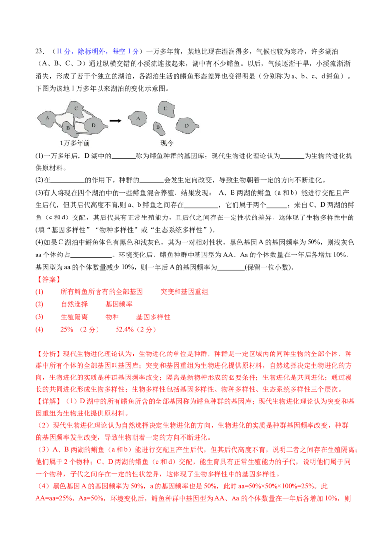 第七单元生物的变异和进化（测试）（解析版）_2025年新高考资料_一轮复习_2025年高考生物一轮复习讲练测（新教材新高考）