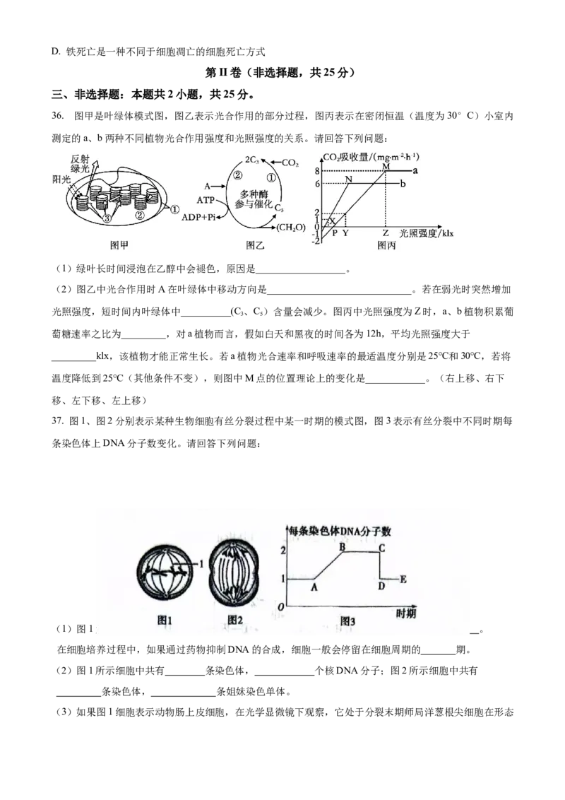 生物开学测试习题(1)_2025年03月试卷_0319辽宁省抚顺市第一中学2024-2025学年高一下学期期初考试_辽宁省抚顺市第一中学2024-2025学年度高一下学期开学考试生物试题及答案