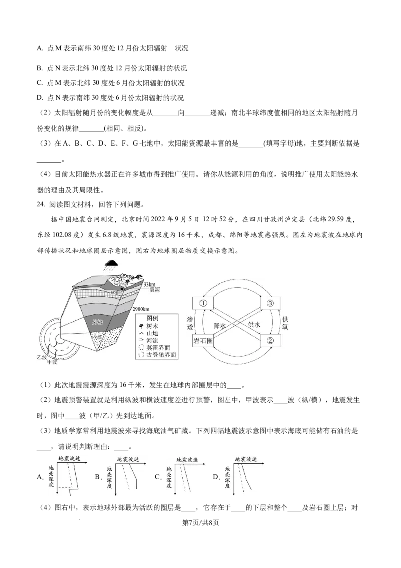 精品解析：湖南省长沙市明德中学2025-2026学年高一上学期10月月考地理试题（原卷版）_2025年11月高一试卷_251102湖南省长沙市明德中学2025-2026学年高一上学期10月月考
