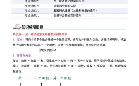 第二单元加法数量关系（期中复习讲义）基础版（导图+9个考点真题讲练+提优练共47题）原卷版(2)_三年级数学下册（苏教版）_母题专项练习-K36_2026版