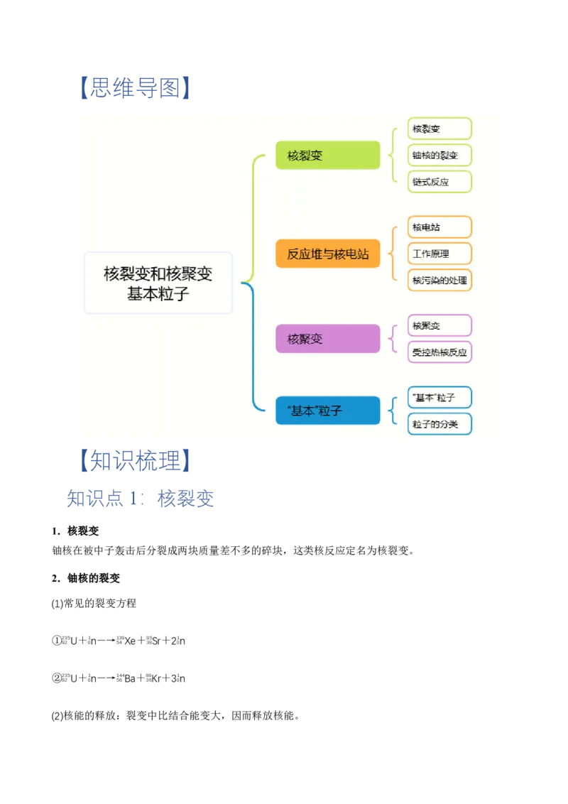 5.4核裂变和核聚变5.5基本粒子（举一反三讲义）（解析版）_2026高考物理_222026版物理《高考一轮复习举一反三》全国版_2026《高中物理&bull;举一反三系列》选修三(RJ)_第五章原子核