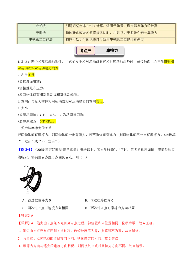 第07讲重力弹力摩擦力(解析版)_2026高考物理_222026版物理《高考一轮复习举一反三》全国版_第07讲重力弹力摩擦力