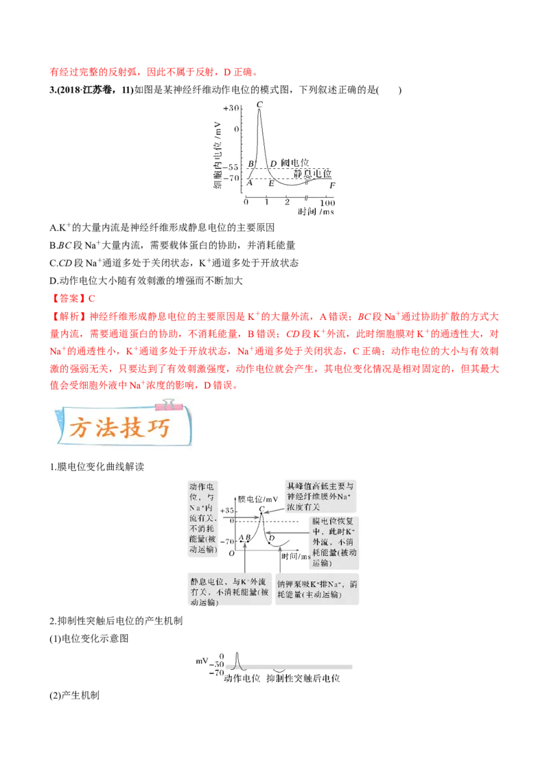 考向17神经调节-备战2023年高考生物一轮复习考点微专题（全国通用）（解析版）_通用版（老高考）复习资料_2023年复习资料_一轮复习_备战2023年高考生物一轮复习考点微专题（全国通用）