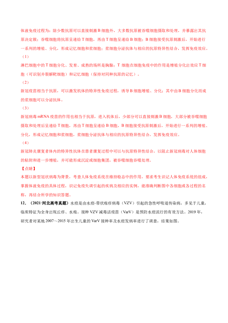 考向19免疫调节-备战2023年高考生物一轮复习考点微专题（全国通用）（解析版）(1)_通用版（老高考）复习资料_2023年复习资料_一轮复习