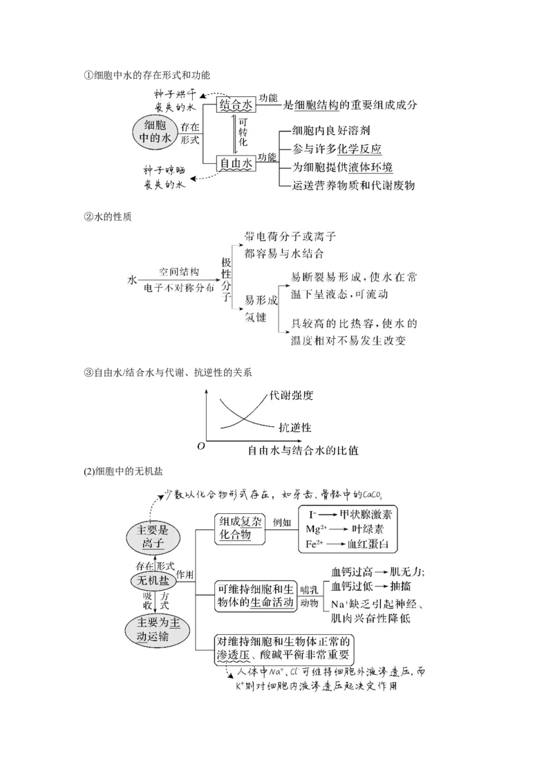 第2讲　细胞中的无机物、糖类和脂质_新高考复习资料_2023年新高考复习资料_一轮复习_2023年新高考大一轮复习讲义_2023年高考生物一轮复习讲义（新人教新高考）_赠补充习题