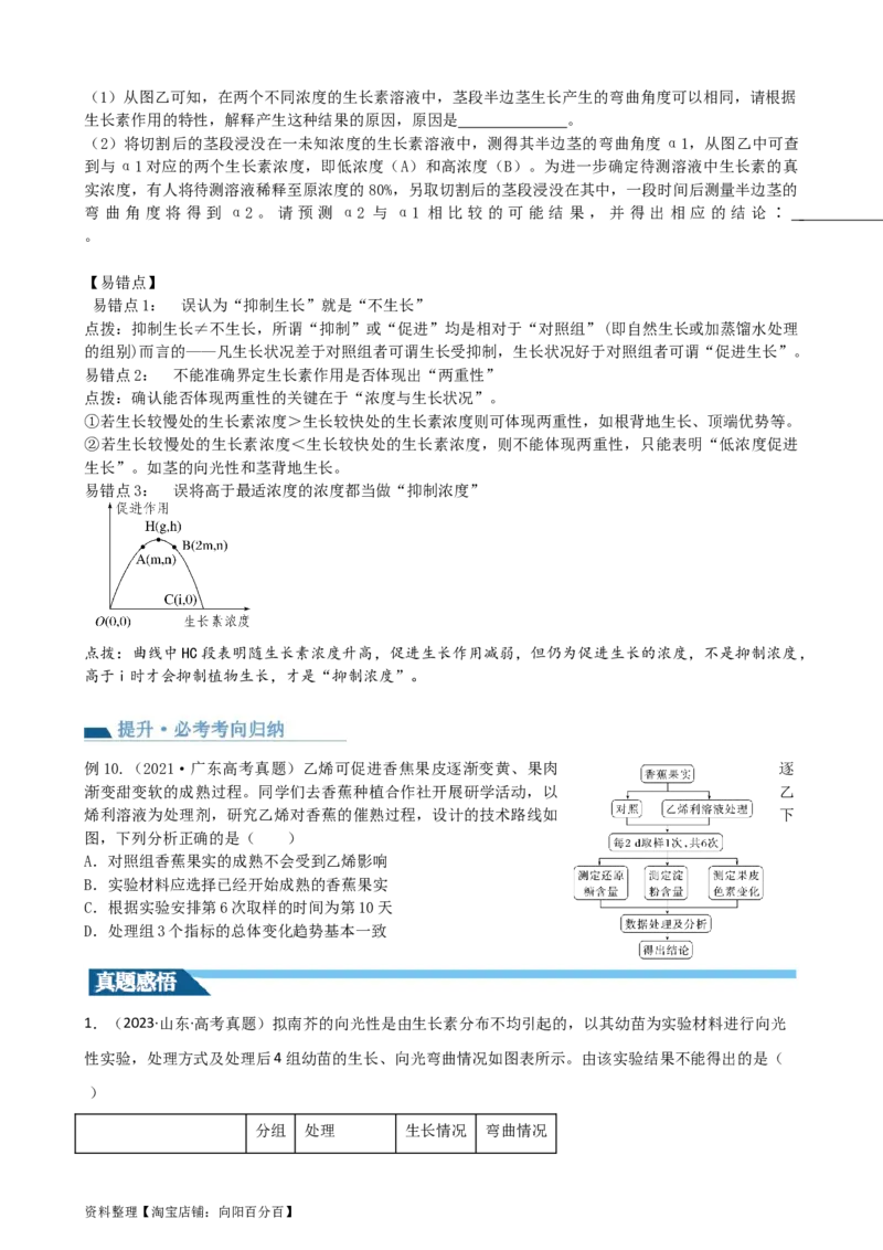 第32.1讲植物生长素（讲义）（学生版）_新高考复习资料_2024年新高考复习资料_一轮复习资料_完2024年高考生物一轮复习讲练测(课件+讲义+练习)（新高考）_讲义+练习