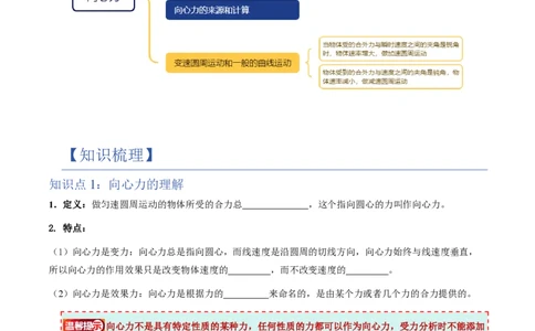 2.向心力（举一反三讲义）（原卷版）_2026高考物理_222026版物理《高考一轮复习举一反三》全国版_2026《高中物理&bull;举一反三系列》必修二(RJ)_第六章圆周运动