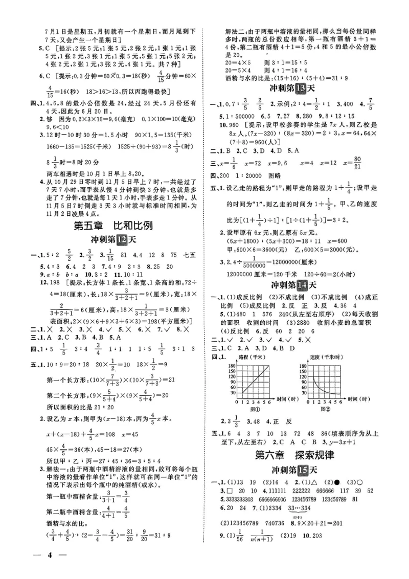小升初数学《阳光同学冲刺48天》答案（测评+辅导+真题卷）_小升初冲刺48天（语数英）_小升初数学《阳光同学冲刺48天》