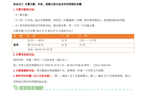 课题学习年、月、日的秘密（知识梳理+六大考点讲练+真题演练+难度分层练共50题）解析版(3)_三年级数学下册（苏教版）_母题专项练习-K36_2026版
