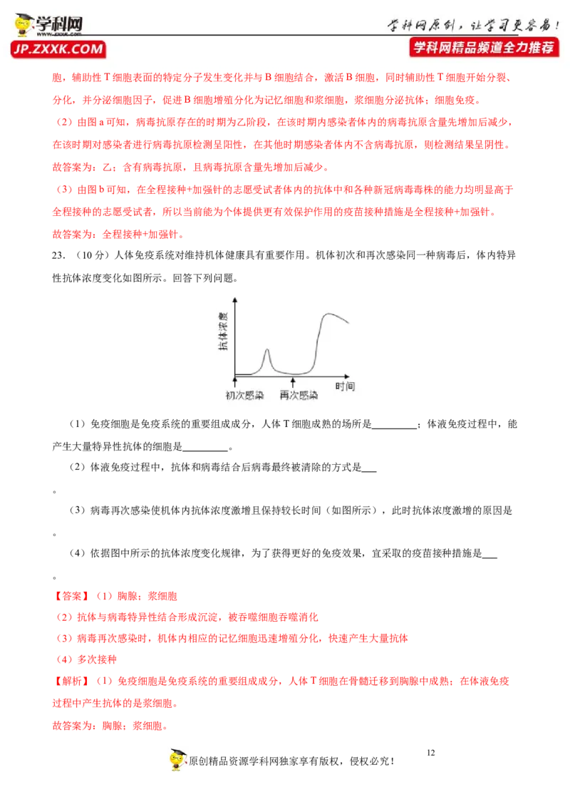 第八单元神经-激素-免疫调节网络构建（A卷新题基础练）-2023年高考生物一轮复习单元滚动双测卷（新高考专用）（解析版）_新高考复习资料_2023年新高考复习资料_一轮复习