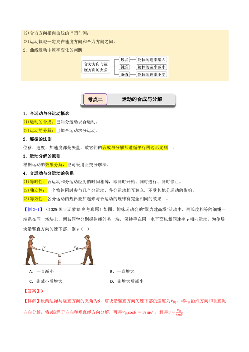 第19讲曲线运动运动的合成与分解(解析版)_2026高考物理_222026版物理《高考一轮复习举一反三》全国版_第19讲曲线运动运动的合成与分解