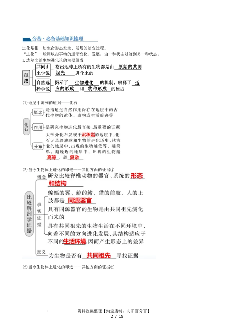 第24讲生物的进化（讲义）（学生版）_新高考复习资料_2024年新高考复习资料_一轮复习资料_完2024年高考生物一轮复习讲练测(课件+讲义+练习)（新高考）_讲义+练习