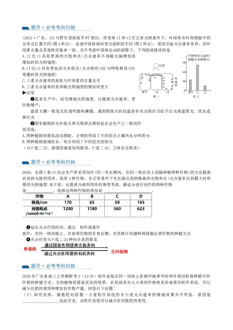 第10.2讲光合作用的影响因素和应用（讲义）（学生版）_新高考复习资料_2024年新高考复习资料_一轮复习资料_完2024年高考生物一轮复习讲练测(课件+讲义+练习)（新高考）_讲义+练习